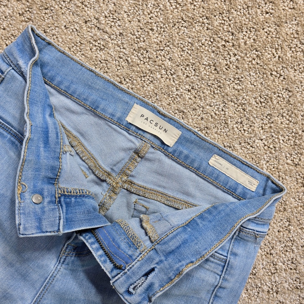PacSun Women's 26 Jegging Jeans Light Wash Distressed Ripped Skinny Stretch